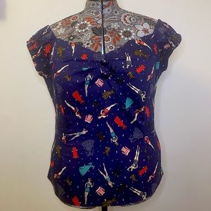 Dolores Top in Paper Doll Print